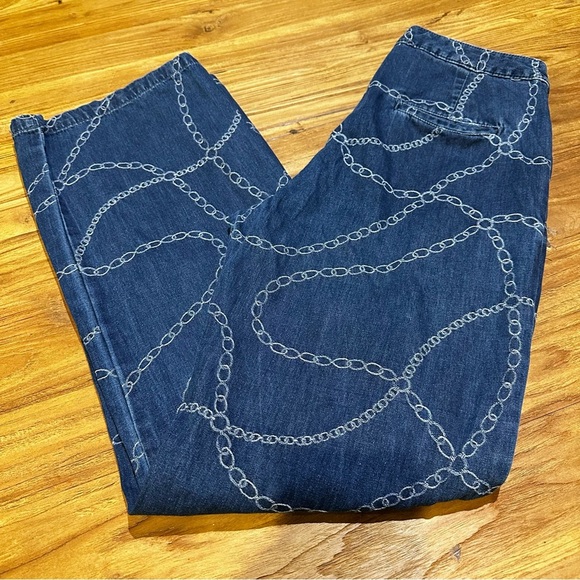 J.McLaughlin Women’s Everly Bashford Chain Wide Leg Jean Blue Trouser Style 4 - Picture 3 of 14